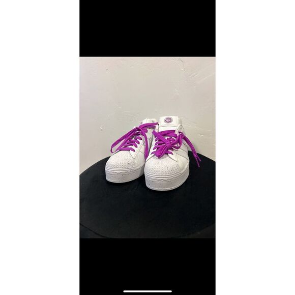 ADIDAS Rare Clean Classics Shock Purple and White Superstar Shoes Sneakers Men's - Picture 4 of 14